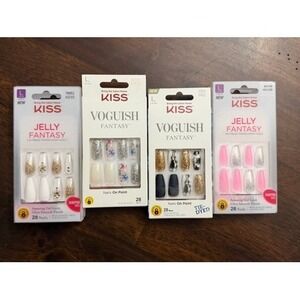 KISS Jelly Fantasy Voguish Press-On Nails Lot of 4 Long Coffin Gel Sculpted NEW
